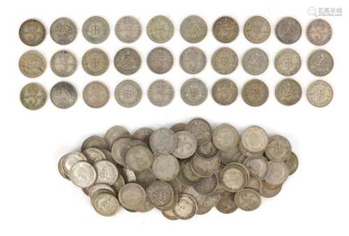 British pre-1947 six pences, 172g : For Further Condition Reports Please Visit Our Website,