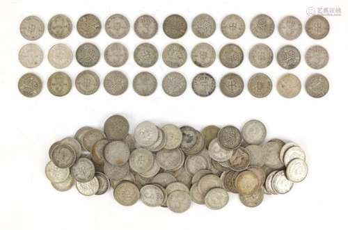 British pre-1947 coinage including three pences, 173g : For Further Condition Reports Please Visit