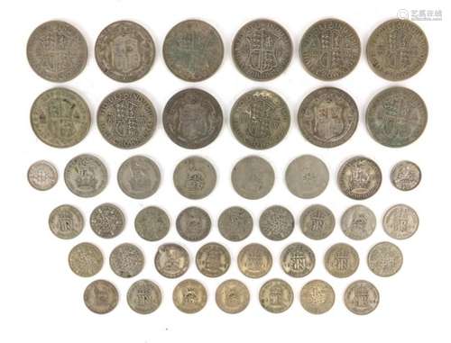 British pre-1947 coinage including half crowns, six pences, 262g : For Further Condition Reports