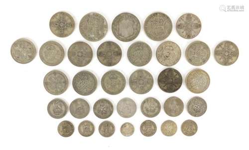 British pre-1947 coinage including florins and shillings, 270g : For Further Condition Reports