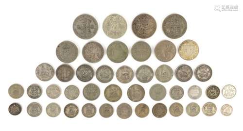 British pre-1947 coinage including two shillings, 238g : For Further Condition Reports Please