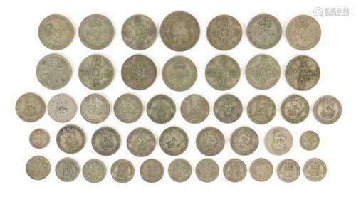 British pre-1947 coinage including shillings, 279g : For Further Condition Reports Please Visit