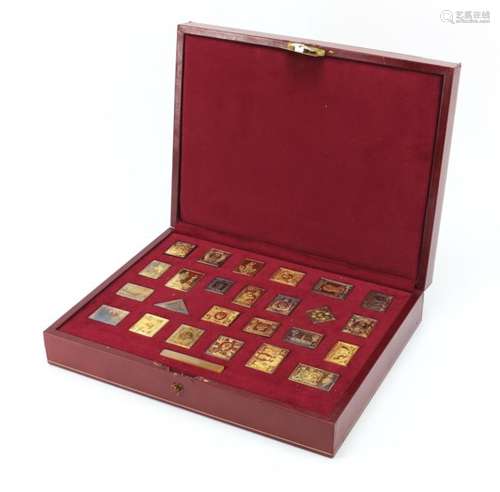 The Empire Collection silver gilt stamp ingot collection arranged in a fitted case, number 1668 of