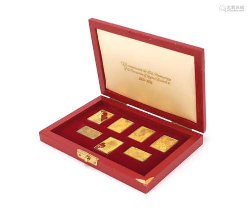 Silver gilt stamp ingots commemorating the 20th Anniversary of the Coronation of Queen Elizabeth