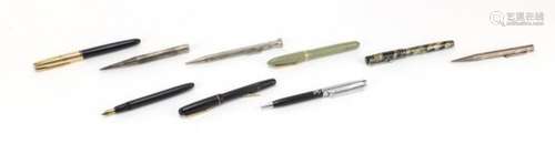 Vintage and later fountain pens and propelling pencils including silver yard-o-led, Parker &