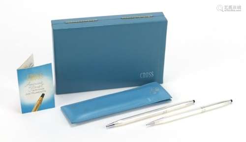 Cross sterling silver ball point pen and propelling pencil with case : For Further Condition Reports