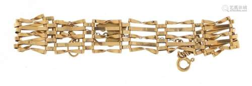 9ct gold five row gate bracelet, 11.0g : For Further Condition Reports Please Visit Our Website,