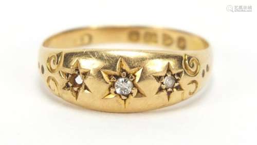 18ct gold diamond gypsy ring, size P, 2.4g : For Further Condition Reports Please Visit Our Website,