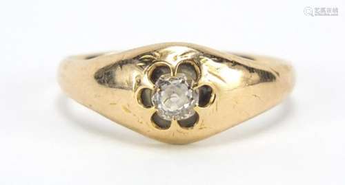 Unmarked gold diamond solitaire ring, size M, 1.5g : For Further Condition Reports Please Visit