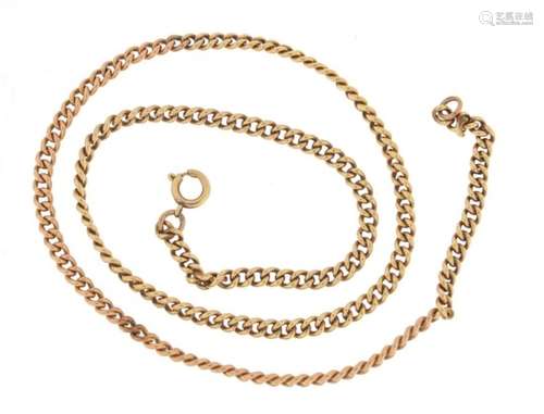 Unmarked gold necklace (tests as 9ct gold), 44cm in length, 15.2g : For Further Condition Reports