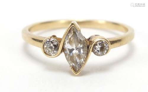 9ct gold clear stone ring, size N, 1.9g : For Further Condition Reports Please Visit Our Website,