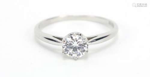 14ct gold cubic zirconia solitaire ring, size L, 1.4g : For Further Condition Reports Please Visit