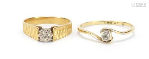 Two 18ct gold diamond rings, 5.0g : For Further Condition Reports Please Visit Our Website,