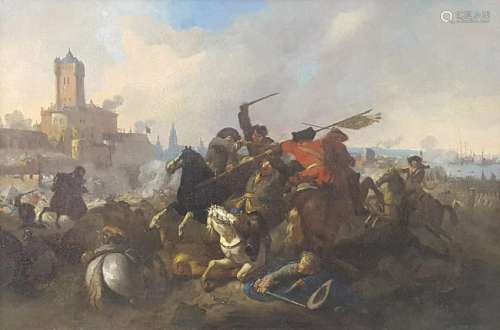 Attributed to Jan VAN HUCHTENBURGH (1647-1733). Battle