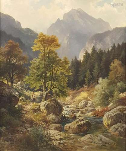 Ludwig SCKELL (1833 - 1912). Mountain stream in the