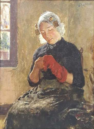 DUTCH IMPRESSIONIST (XIX-XX). Seamstress in Frisian