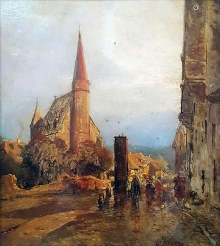 Carl HILGERS (1818-1890). City view with church.
