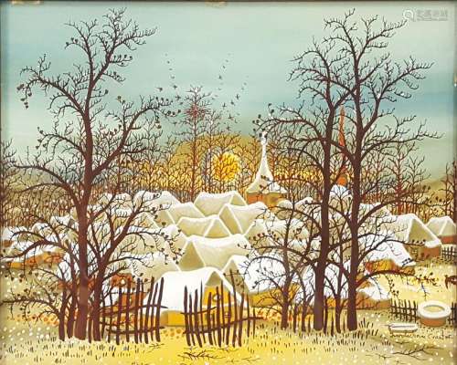 Ivan LACKOVIC (1932-2004). Winter sun over snow-covered