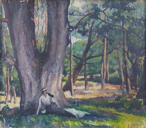 Camil RESSU (1880-1962). Lady. Rest in the woods.
