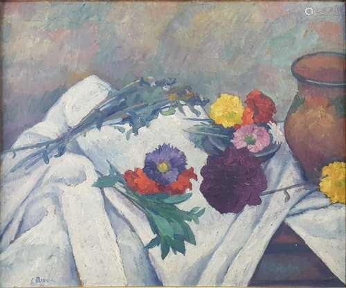 Camil RESSU (1880-1962). Still life with flowers.