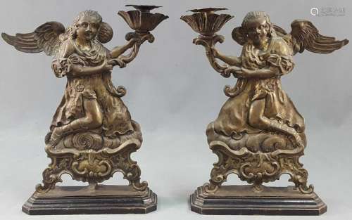 Pair of candlesticks. Angels. Probably 18th / 19th