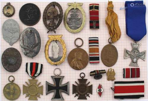 Medals and badges. First and second world war.