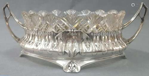 Jardiniere. Silver with original lead crystal glas