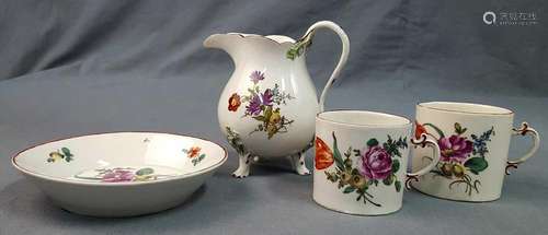 Ludwigsburg porcelain. 2 cups, saucer, milk jug.