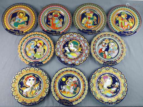 Bjørn Wiinblad  10 Christmas plates. Rosenthal