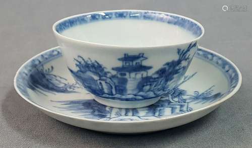 Cup and saucer. China. Blue white porcelain. Around