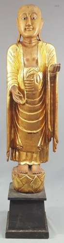 Buddha. Carved hardwood. 103 cm high.