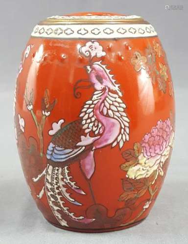 Lidded vase with flowers and birds, probably China