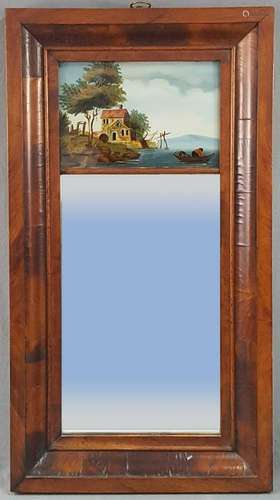 Biedermeier mirror. With reverse glass picture.