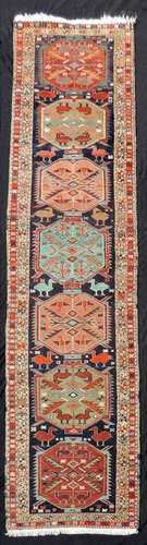 Azeri Persian carpet. Runner. Iran. Old. Mid 20th