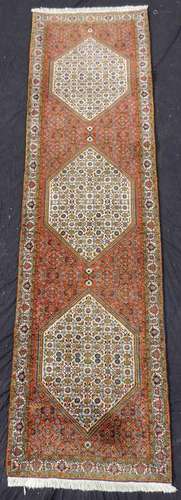 Bijar Persian carpet. Runnery. Iran. Fine knotting.