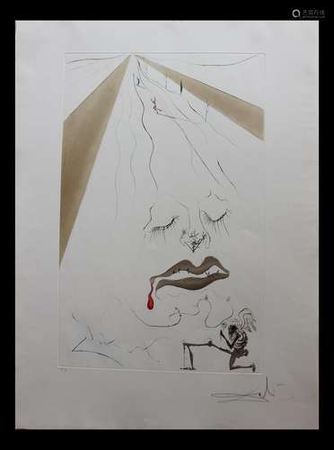 Salvador Dali- Original Etching with color Added 