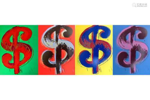 Andy Warhol- Silk Screen (Portfolio consisting of 4 Dollar Sign prints) 