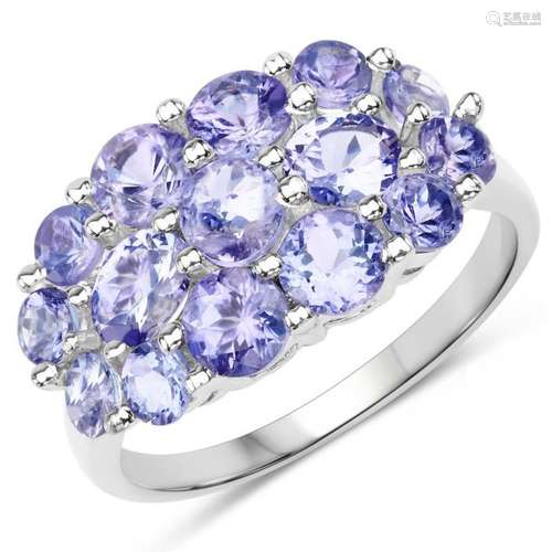 2.61 Carat Genuine Tanzanite .925 Sterling Silver Ring (size 8)