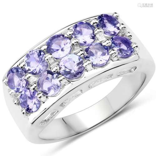 1.90 Carat Genuine Tanzanite .925 Sterling Silver Ring (size 7)