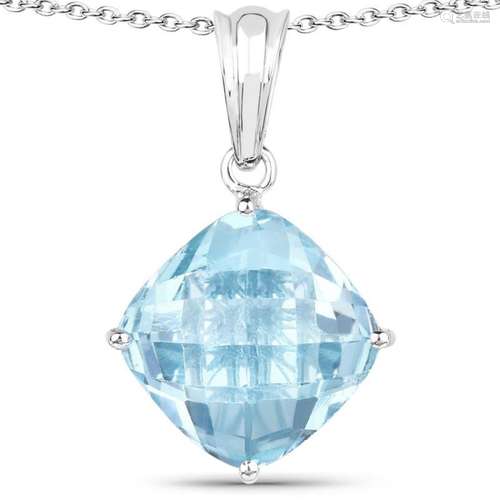 11.10 Carat Genuine Blue Topaz .925 Sterling Silver Pendant