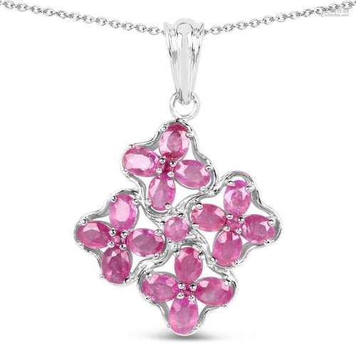 3.72 Carat Genuine Ruby .925 Sterling Silver Pendant