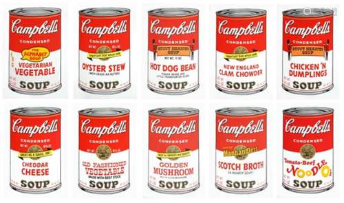 Andy Warhol- Silk Screen (Portfolio consisting of 10 different Soup Cans) 