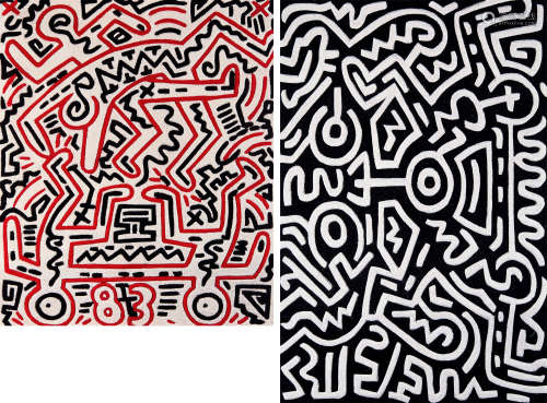 Keith Haring ×Editions Studio 2015年作 Untitled 2 & Untitled 4 地毯 （一组） 新西兰初剪羊毛