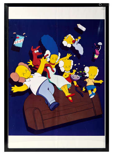 KAWS 2016年作 辛普森家族的沙发飞行 海报
