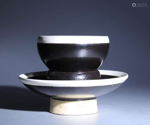 A Jian kiln Oil Streak Glaze Ceramic Tea Bowl and
