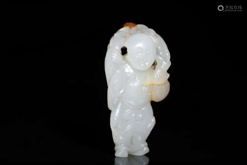 A White Jade Child Sculpture