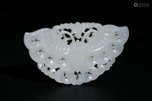 A White Jade Carved Butterfly Pendant