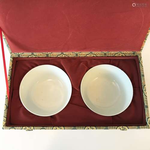 A Pair of white-glazed dragon pattern bowl