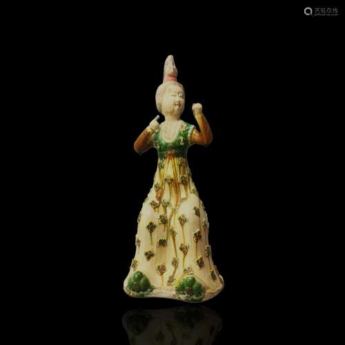 A Gongxian kiln three-colour Glazed pottery lady