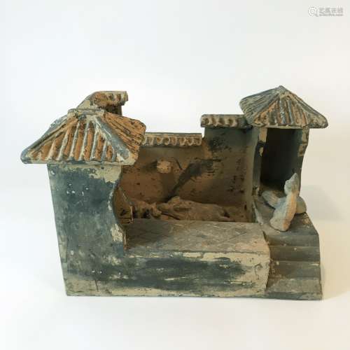 A Han Dynasty gray pottery model of pigsty